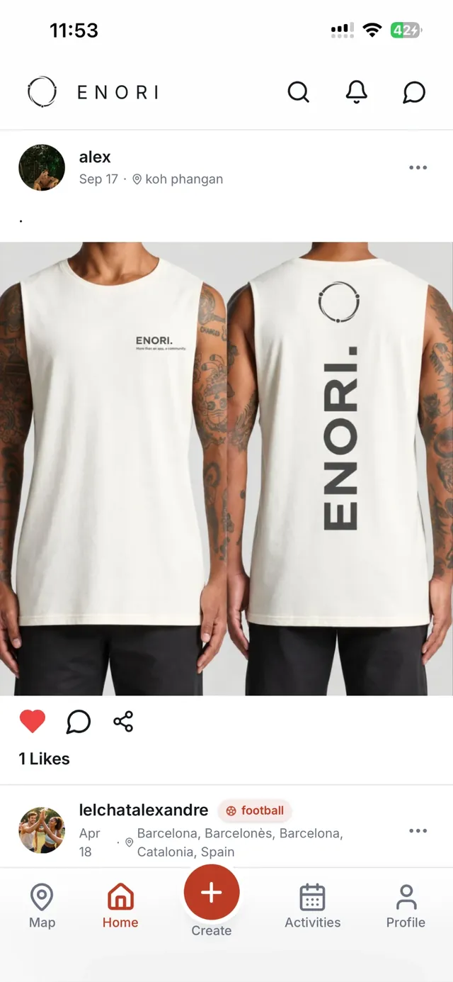 ENORI app social feed