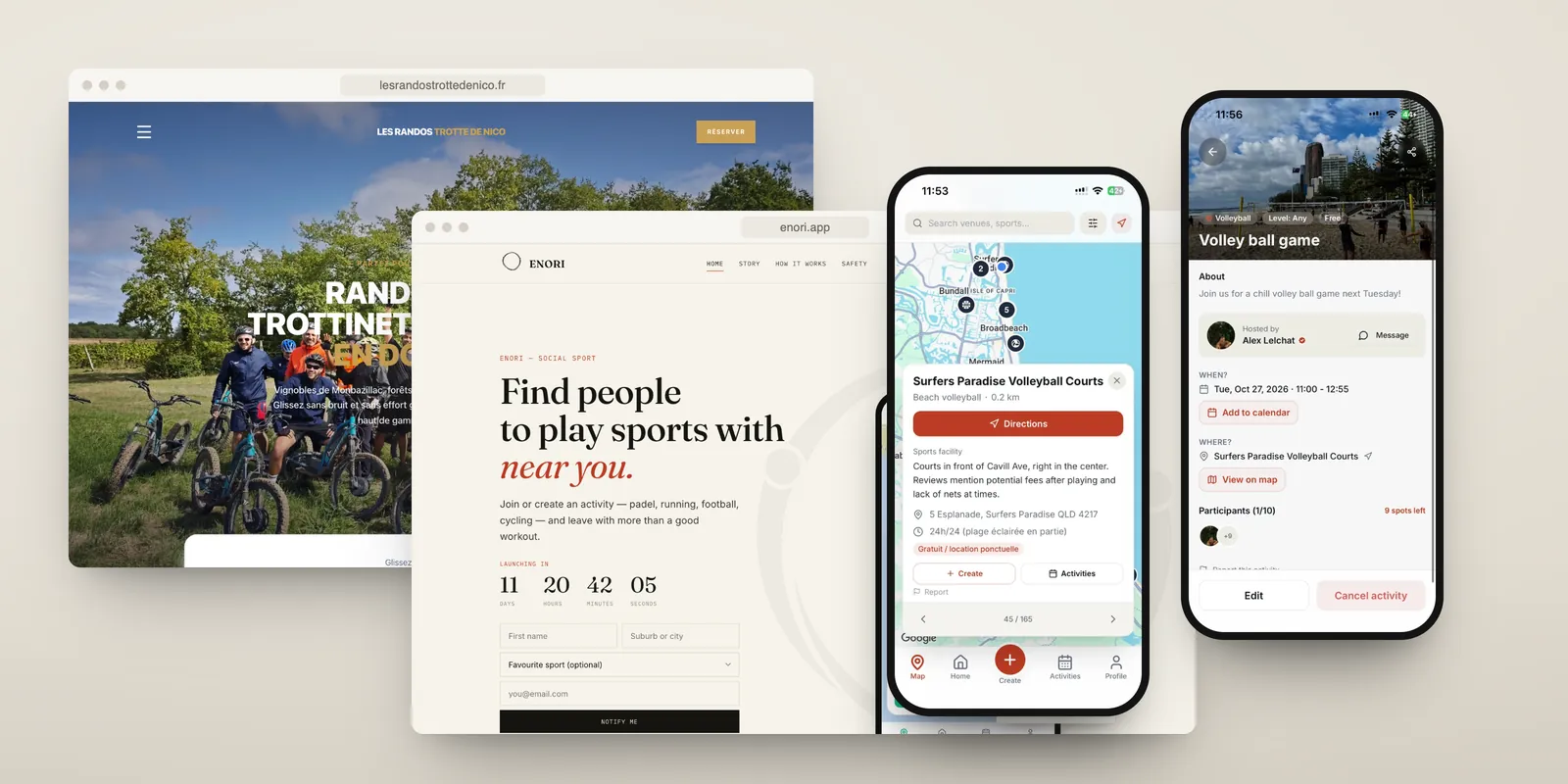 Recent Digiscale work: the Les Randos Trotte de Nico website, the ENORI website and the ENORI mobile app