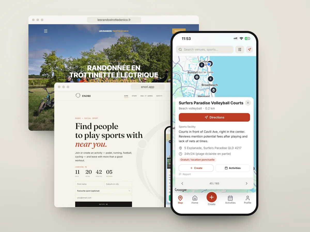 Websites designed by Digiscale: Les Randos Trotte de Nico and ENORI